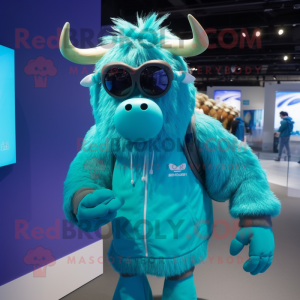 Cyan Yak mascotte kostuum...