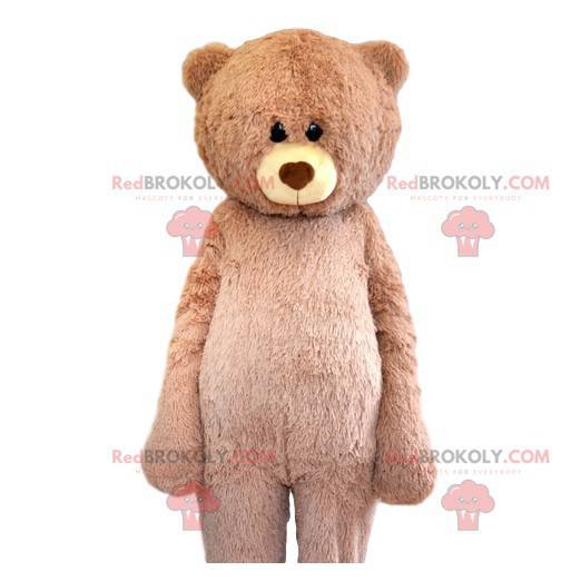 Too cute beige bear mascot with his tender gaze - Redbrokoly.com