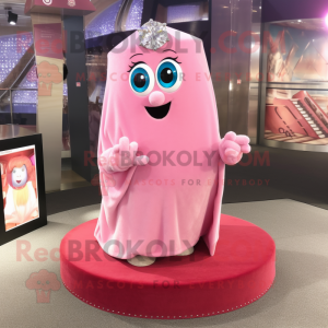 Pink Engagement Ring mascot costume character dressed with a Mom Jeans and Shawl pins