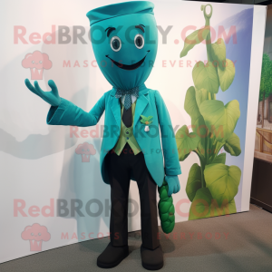 Teal Beanstalk maskot...