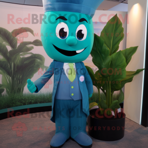 Teal Beanstalk maskot...