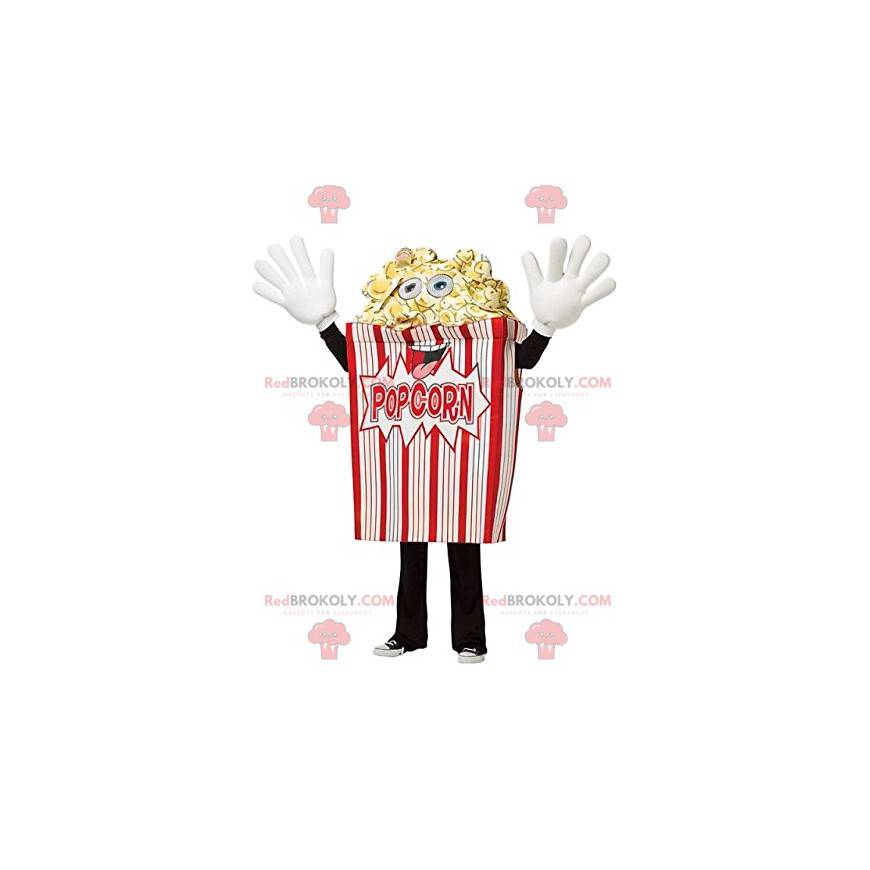 Mascotte de cornet de pop-corn rouge et blanc délirant -