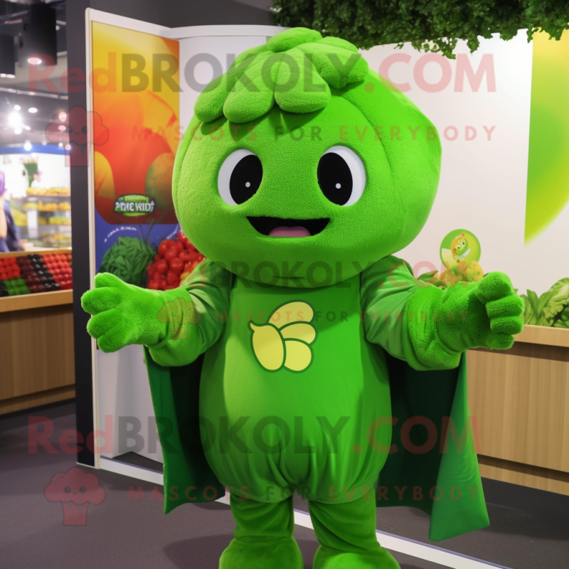 Green Broccoli mascot costume character dressed with a Hoodie and Brooches Green Broccoli mascot costume character dressed with a Hoodie and Brooches