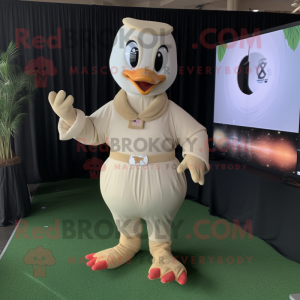 Beige Swans mascot costume character dressed with a Romper and Bracelets