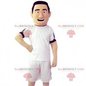Fotbollsspelaremaskot med sin vita tröja - Redbrokoly.com