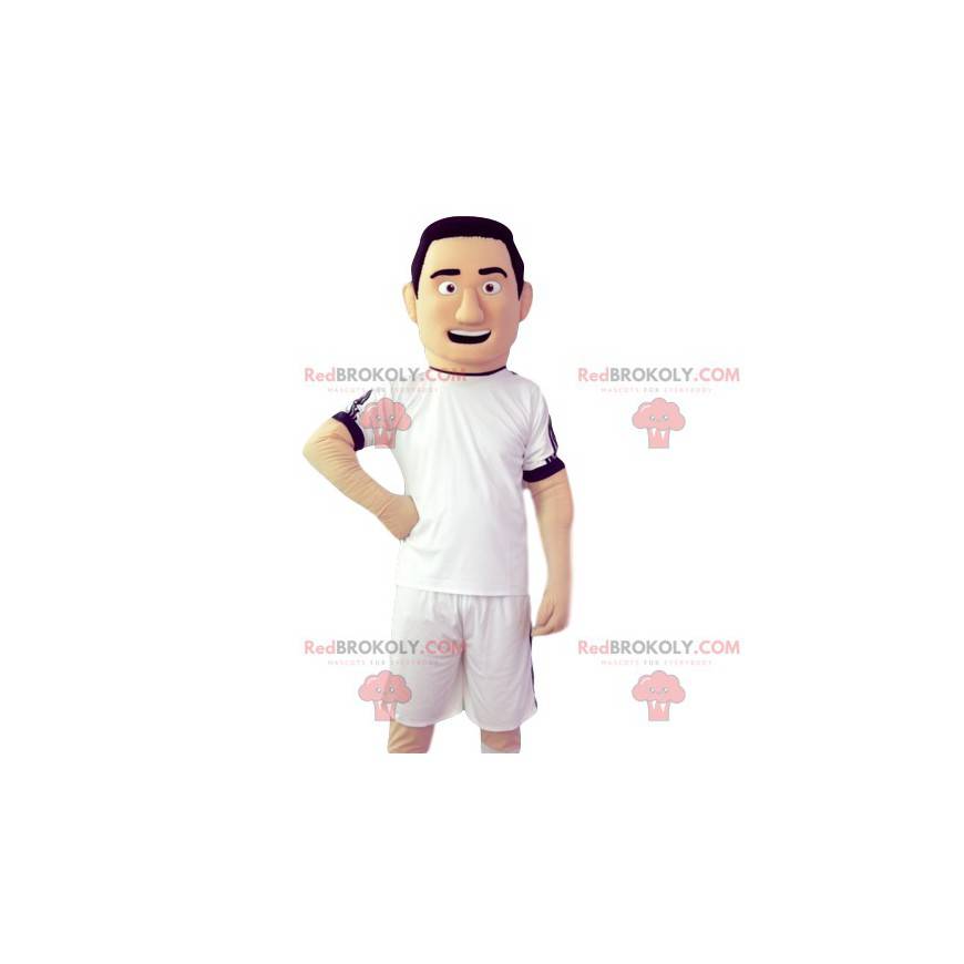 Mascota del jugador de fútbol con su camiseta blanca -