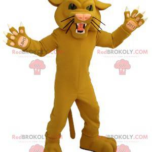 Roaring feline beige tiger mascot - Redbrokoly.com