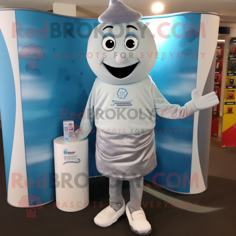 Silver Scented Candle mascot costume character dressed with a Poplin Shirt and Anklets Silver Scented Candle mascot costume character dressed with a Poplin Shirt and Anklets