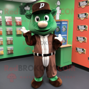 Forest Green Chocolate Bars mascot costume character dressed with a Baseball Tee and Caps