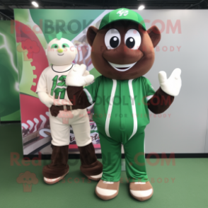 Forest Green Chocolate Bars mascot costume character dressed with a Baseball Tee and Caps