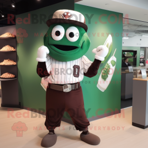 Forest Green Chocolate Bars mascot costume character dressed with a Baseball Tee and Caps