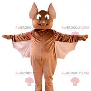 Mascotte pipistrello marrone carino e accattivante -