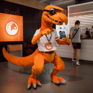 Orange Velociraptor maskot...