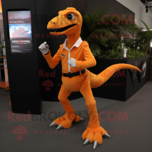 Orangefarbener Velociraptor...