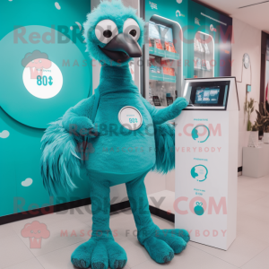 Teal Struisvogel mascotte...