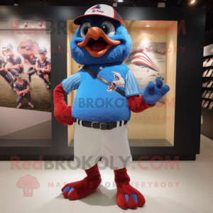 Red Blue Jay maskot kostume...