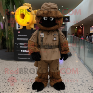 Brown Commando mascot costume character dressed with a Romper and Coin purses