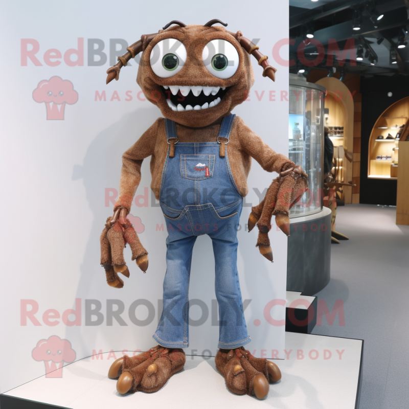 Brown Spider mascot costume character dressed with a Jeans and Necklaces Brown Spider mascot costume character dressed with a Jeans and Necklaces