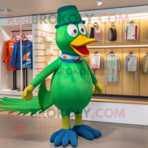 Green Pheasant mascot costume character dressed with a Swimwear and Caps