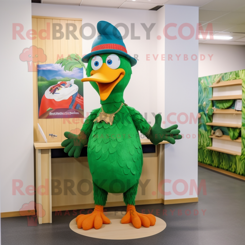 Green Pheasant mascot costume character dressed with a Swimwear and Caps Green Pheasant mascot costume character dressed with a Swimwear and Caps