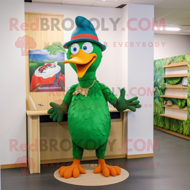 Green Pheasant mascot costume character dressed with a Swimwear and Caps