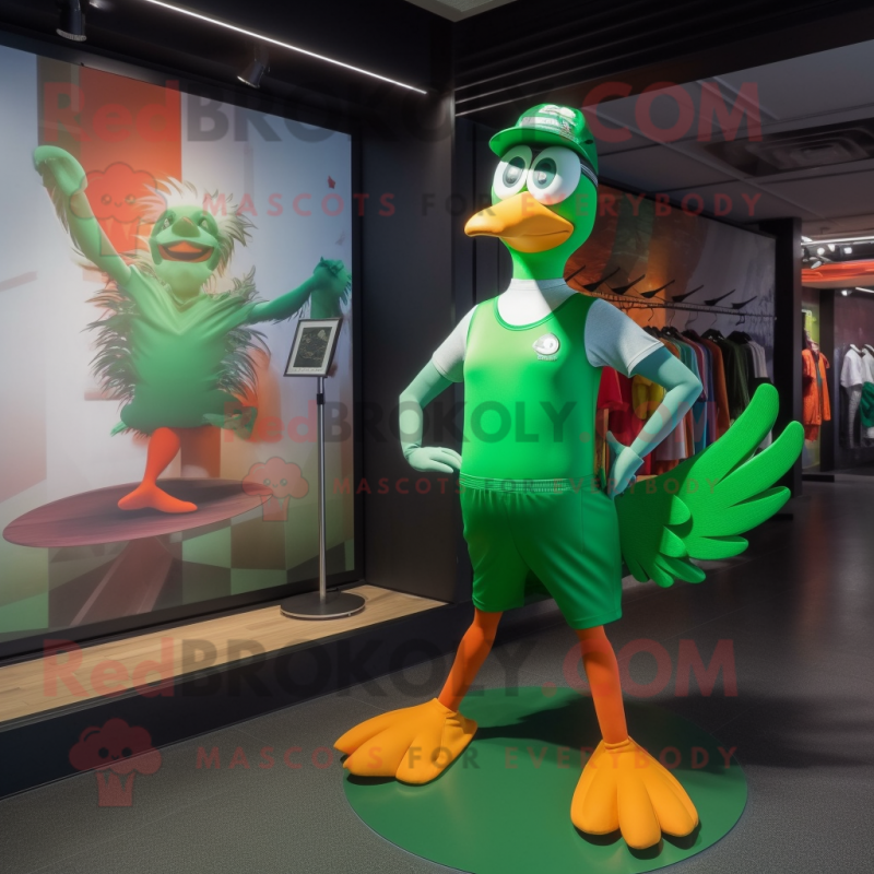 Green Pheasant mascot costume character dressed with a Swimwear and Caps