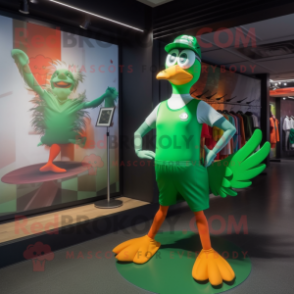 Green Pheasant mascot costume character dressed with a Swimwear and Caps