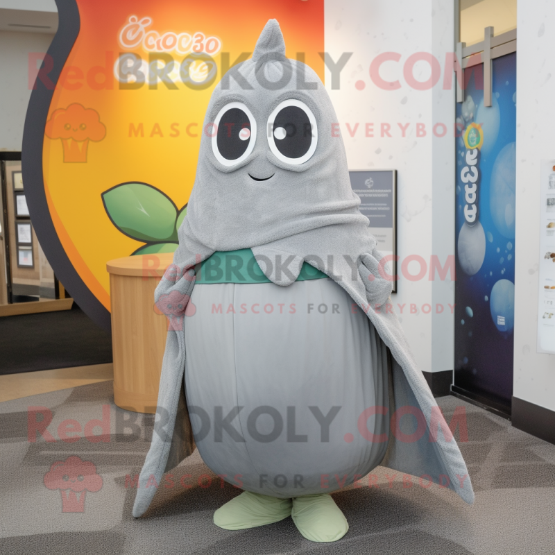 Gray Squash mascot costume character dressed with a Cover-up and Shawls Gray Squash mascot costume character dressed with a Cover-up and Shawls