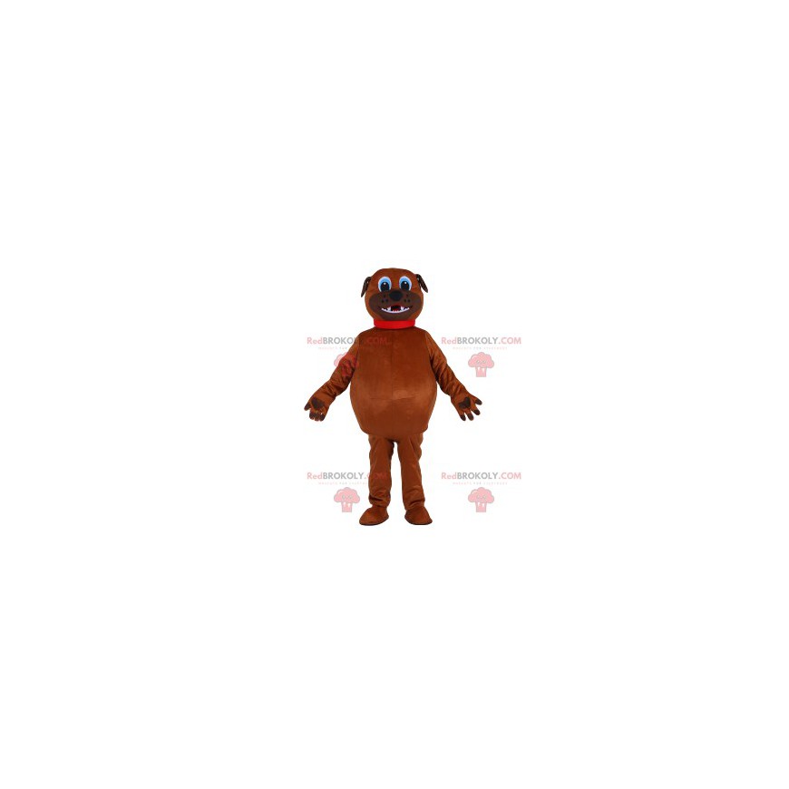 Mascote cachorrinho marrom rechonchudo com coleira vermelha - Mascote cachorrinho marrom rechonchudo com coleira vermelha -