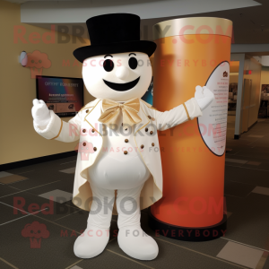 Cream Ring Master mascot costume character dressed with a Dress Shirt and Wraps
