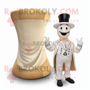 Cream Ring Master mascot costume character dressed with a Dress Shirt and Wraps