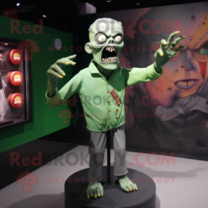 Forest Green Zombie mascot costume character dressed with a Long Sleeve Tee and Cufflinks