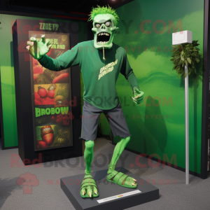 Forest Green Zombie mascot costume character dressed with a Long Sleeve Tee and Cufflinks