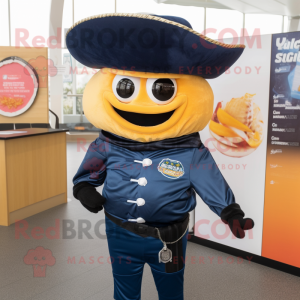 Navy Enchiladas mascot costume character dressed with a Leather Jacket and Tie pins