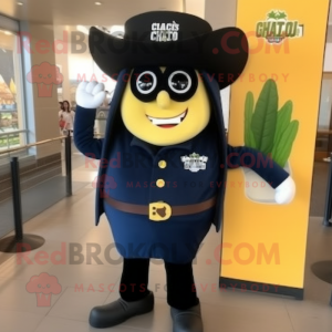 Navy Enchiladas mascot costume character dressed with a Leather Jacket and Tie pins