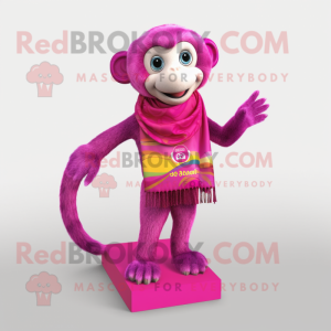 Magenta Monkey mascot costume character dressed with a Pencil Skirt and Scarf clips