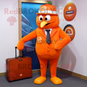 Orange But mascot costume character dressed with a Waistcoat and Briefcases