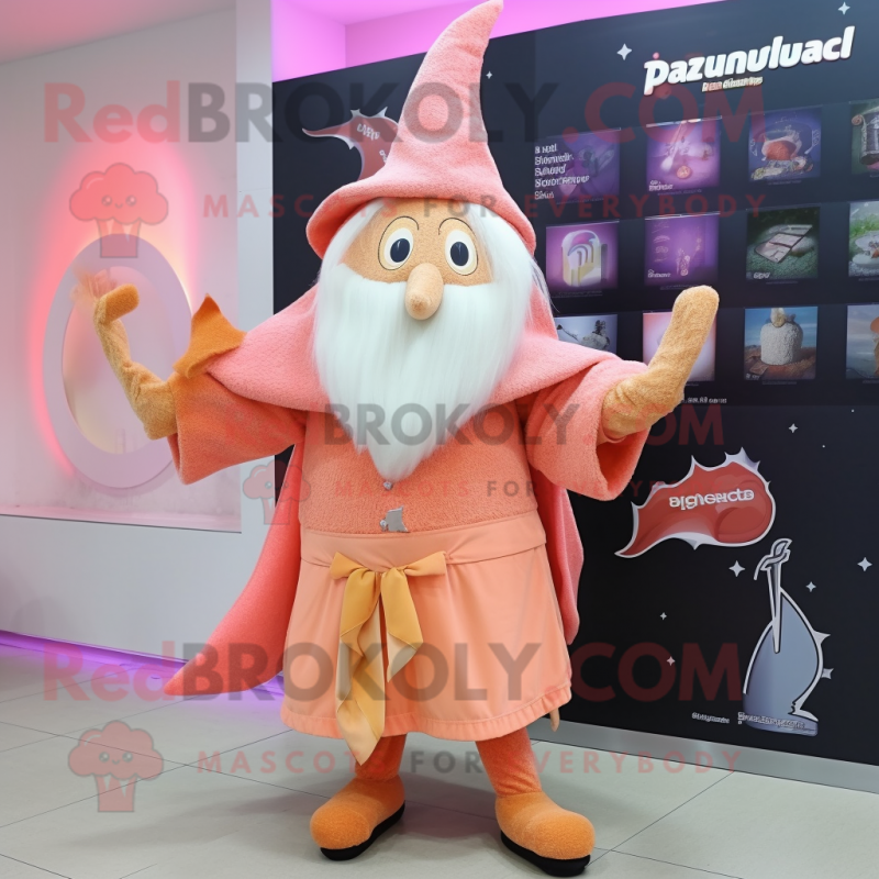 Peach Wizard mascot costume character dressed with a Playsuit and Scarf clips