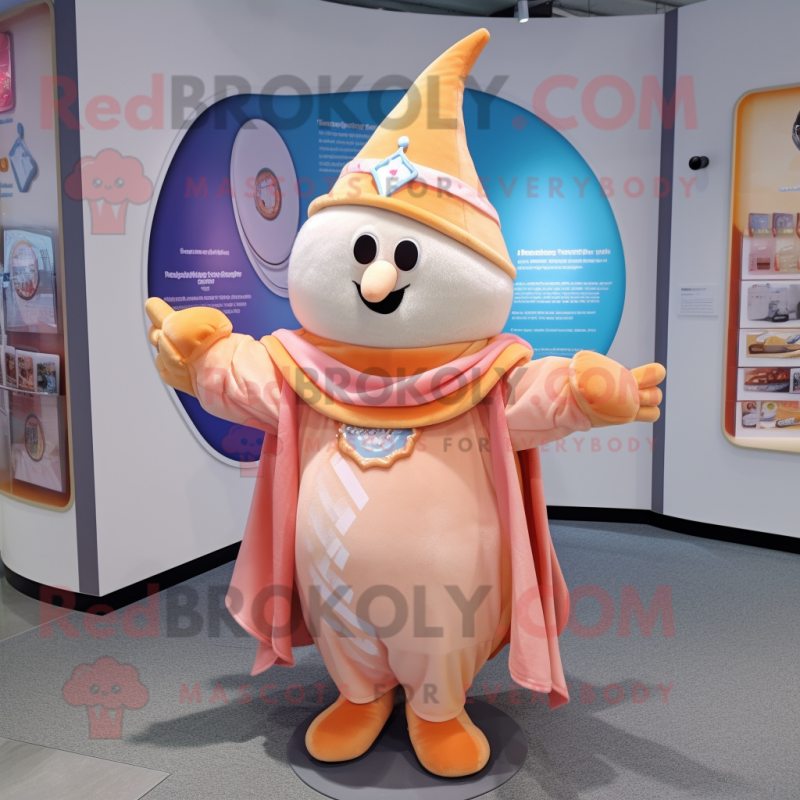 Peach Wizard mascot costume character dressed with a Playsuit and Scarf clips