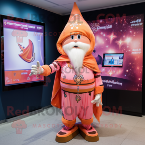 Peach Wizard mascot costume character dressed with a Playsuit and Scarf clips