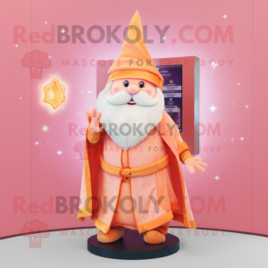 Peach Wizard mascot costume character dressed with a Playsuit and Scarf clips