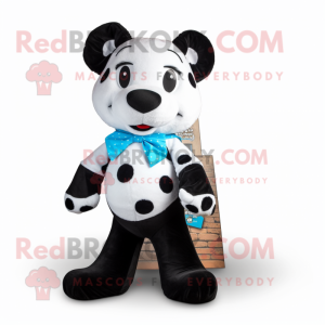 Black Ermine mascot costume character dressed with a Boyfriend Jeans and Bow ties
