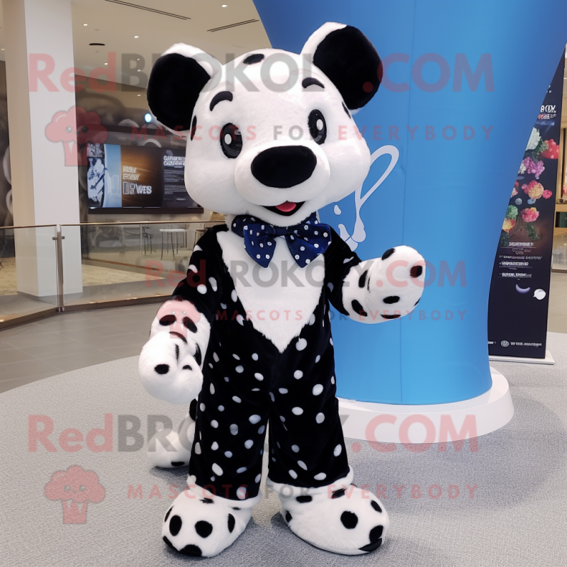 Black Ermine mascot costume character dressed with a Boyfriend Jeans and Bow ties Black Ermine mascot costume character dressed with a Boyfriend Jeans and Bow ties