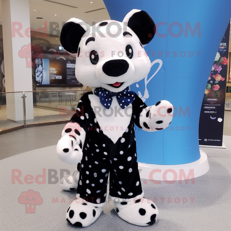 Black Ermine mascot costume character dressed with a Boyfriend Jeans and Bow ties