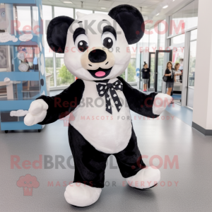 Black Ermine mascot costume character dressed with a Boyfriend Jeans and Bow ties