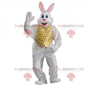 White rabbit mascot with his jacket and yellow bow tie -