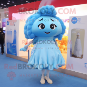 Sky Blue Oyster mascot costume character dressed with a Mini Dress and Hair clips