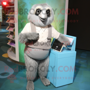 Silver Sloth maskot kostym...