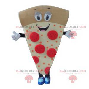 Mascote de pizza muito engraçado, com chouriço e creme -