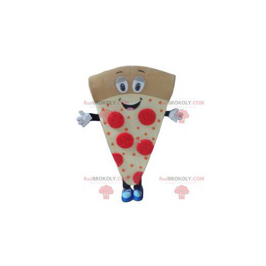 Mascote de pizza muito engraçado, com chouriço e creme -